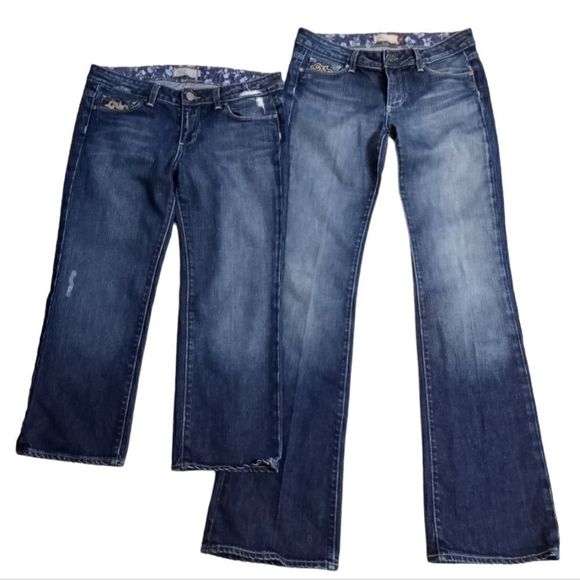 PAIGE Denim - Paige Hollywood Hills Bootcut & Crop Jeans Lot Size 29 Medium Washout Blue